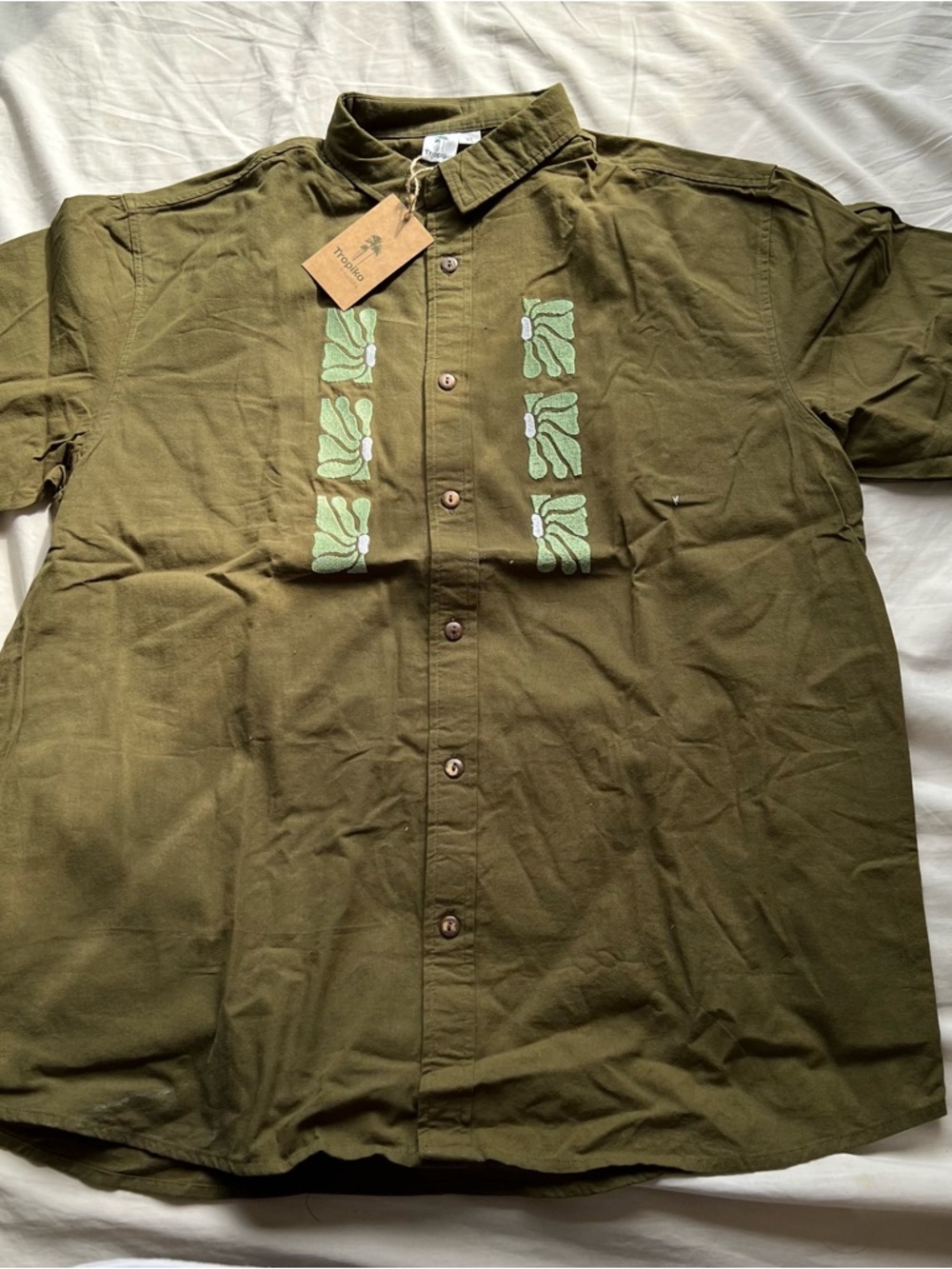 Barong Inspired Men’s Short-Sleeve Embroidered Button-Down Shirt